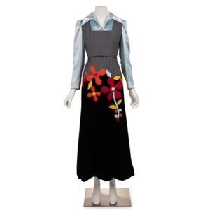 VINTAGE 1970s Malcolm Starr Wool Floral Maxi Dress - Approx Size S/M